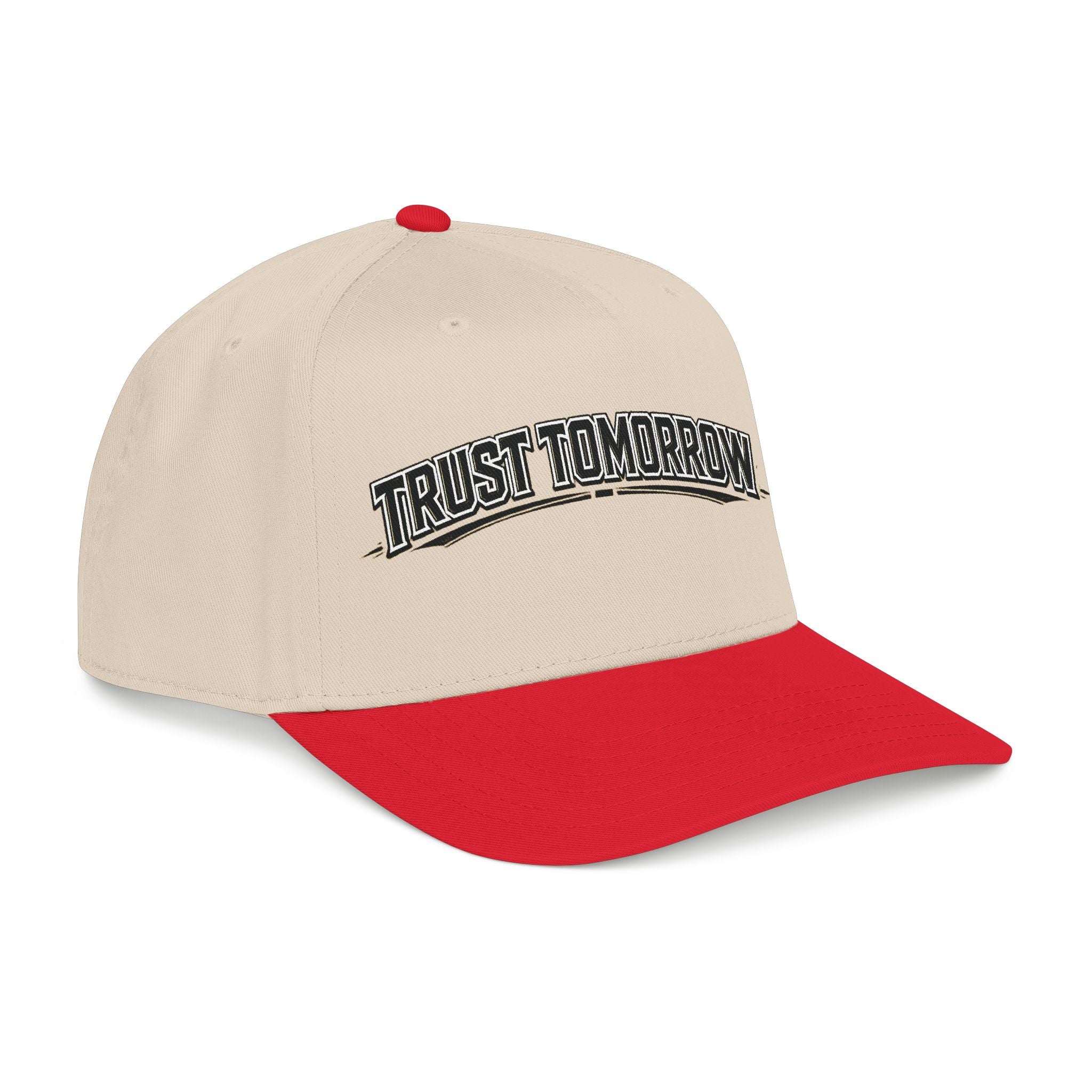 Trust Tomorrow Mid-Profile Baseball Cap — Retro Arch Embroidered Hat