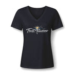 Women's V-Neck Tee — 'Trust Tomorrow' Sunrise Graphic Comfort Shirt