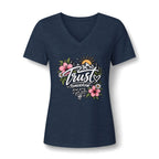 Trust Tomorrow Floral V-Neck Tee — Inspirational Women's Graphic Shirt