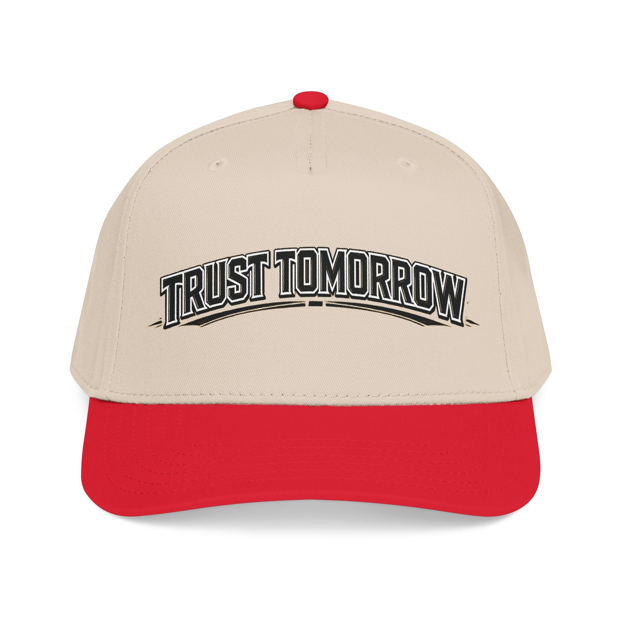 Trust Tomorrow Mid-Profile Baseball Cap — Retro Arch Embroidered Hat