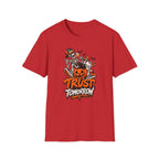 Halloween Skeletons Pumpkin T‑Shirt — “Trust Tomorrow” Graphic Tee