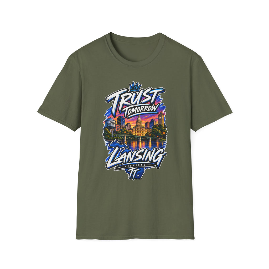 Trust Tomorrow Lansing T-Shirt — City Skyline Graphic Tee