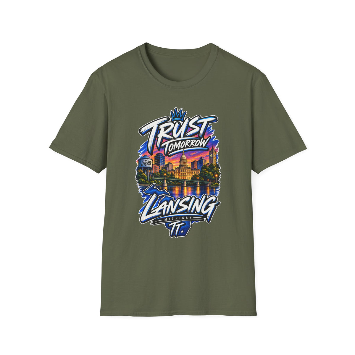 Trust Tomorrow Lansing T-Shirt — City Skyline Graphic Tee