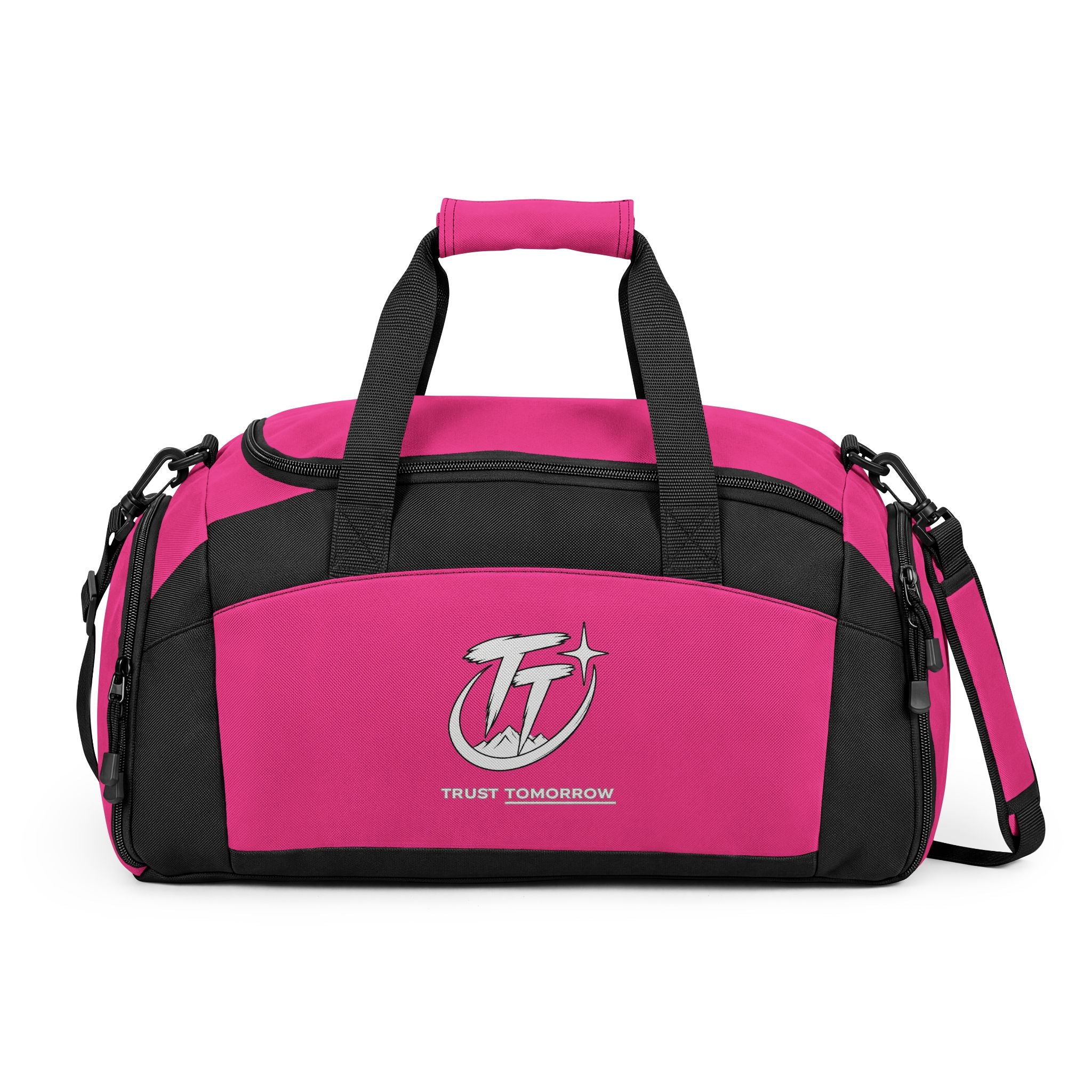 Trust Tomorrow' Black Gym Bag — Durable Sports Duffel with Shoulder Strap
