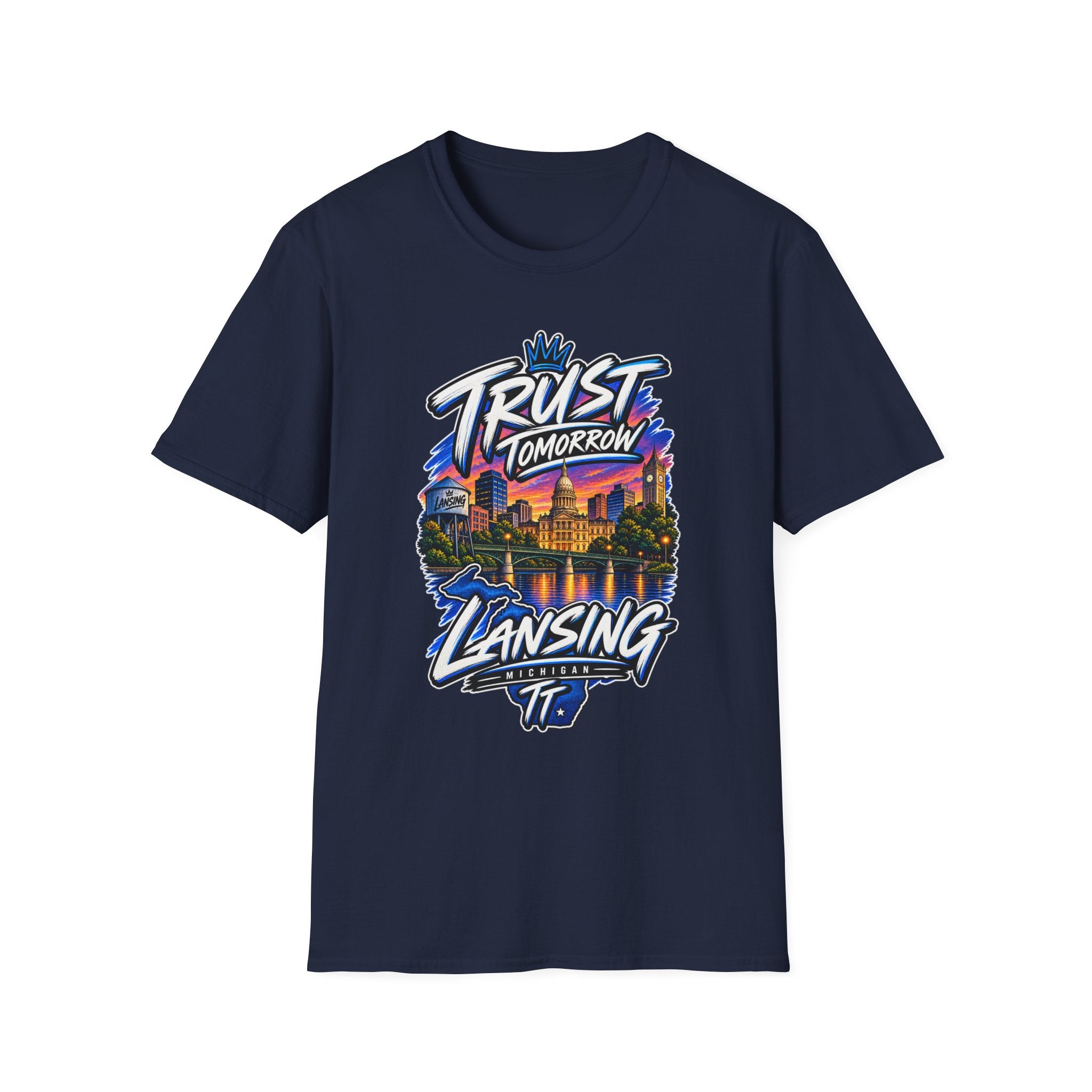 Trust Tomorrow Lansing T-Shirt — City Skyline Graphic Tee